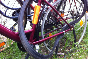 Dieses Fahrrad trägt seinen Reifen auf eine andere Art. Foto: Tanja Schreiner