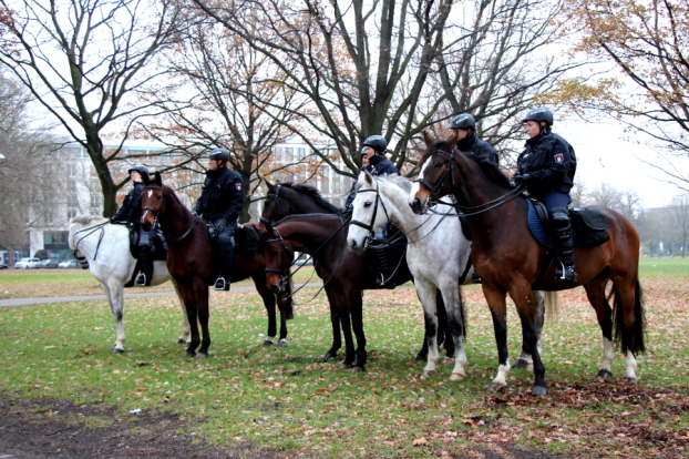 Reiterstaffel der Polizei im Park vor dem Bahnhof Dammtor. Symbolfoto: Lisa Eißfeldt