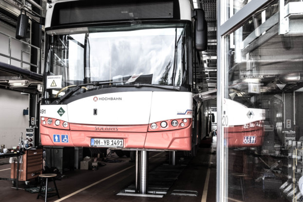 Das Betriebswerk Langenfeld ist die modernste Anlage der Stadt Hamburg. Insgesamt unterhält die Hochbahn AG neun Betriebshöfe. Foto: Dennis Imhäuser