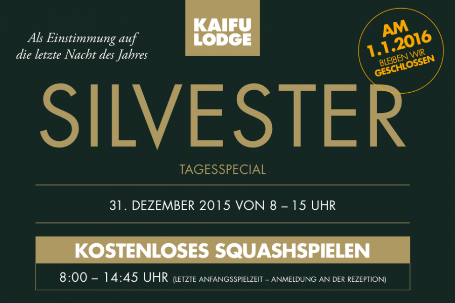 In der Kaifu Lodge könnt ihr an Silvester zwischen 8 und 14:45 Uhr kostenlos Squash spielen. Ein sportlicher Jahresausklang. Grafik: Kaifu Lodge