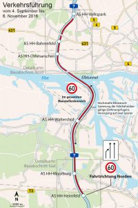 Die A7 wird auf 13 Kilometern saniert. Foto: Behörde für Wirtschaft, Verkehr und Innovation