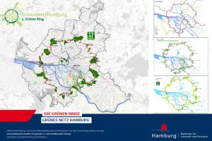 Auf rund 100 km umschließt der äußere Grüne Ring die Stadt. Acht Tourenvorschläge für Wanderer stellt die Hamburger Umweltbehörde vor. Foto: Behörde für Umwelt und Energie, Hamburg