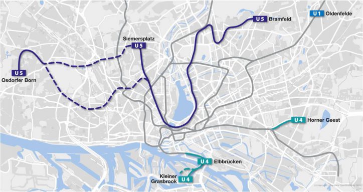 Der mögliche Linienplan der U5. Quelle: HVV
