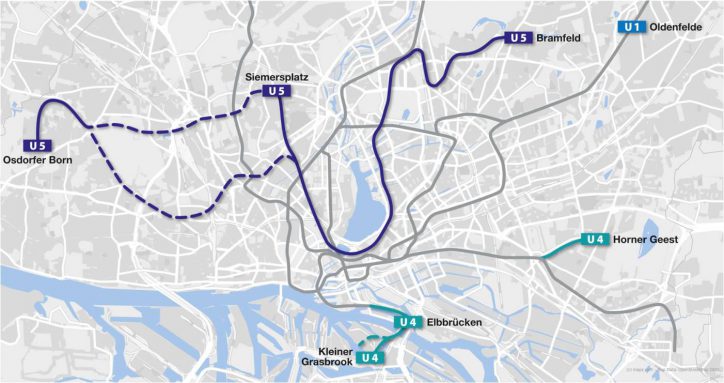 Der mögliche Linienplan der U5. Quelle: HVV