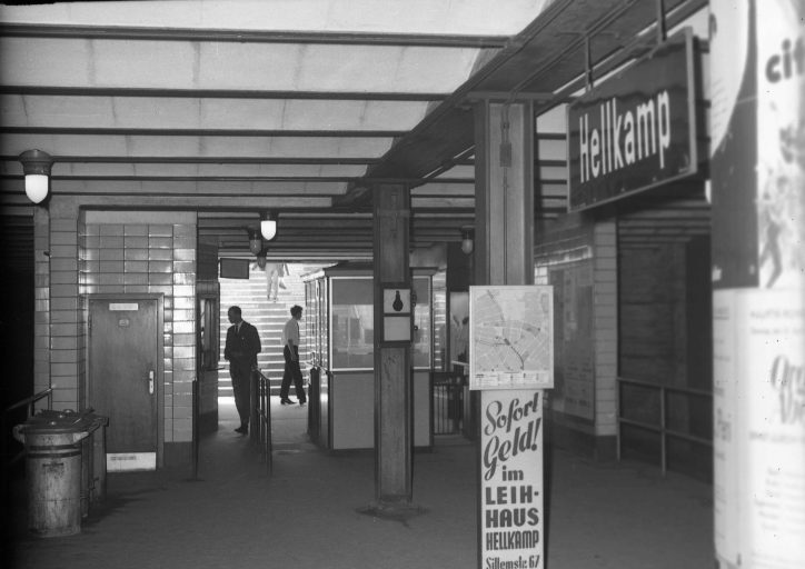 Die ehemalige U-Bahn Haltestelle Hellkamp. Foto: Archiv der Hamburger Hochbahn AG