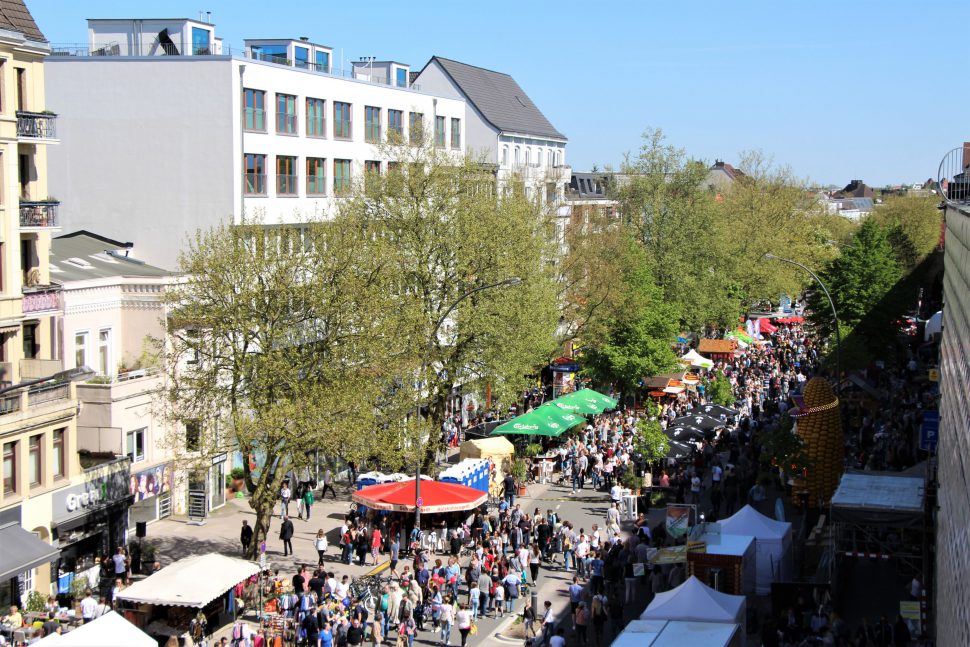 Das Osterstraßenfest 2018 von oben. Foto: Vanessa Leitschuh