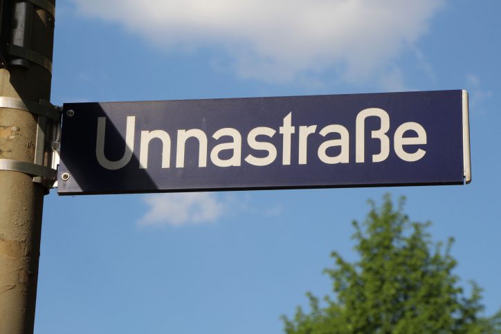 Unnastraße Straßenschild. Foto: Robin Eberhardt