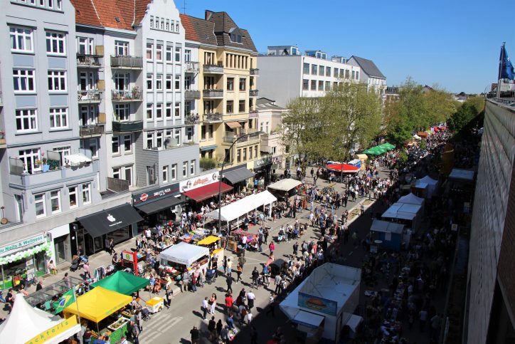 Ansicht von oben: Das Osterstraßenfest 2018. Foto: Vanessa Leitschuh