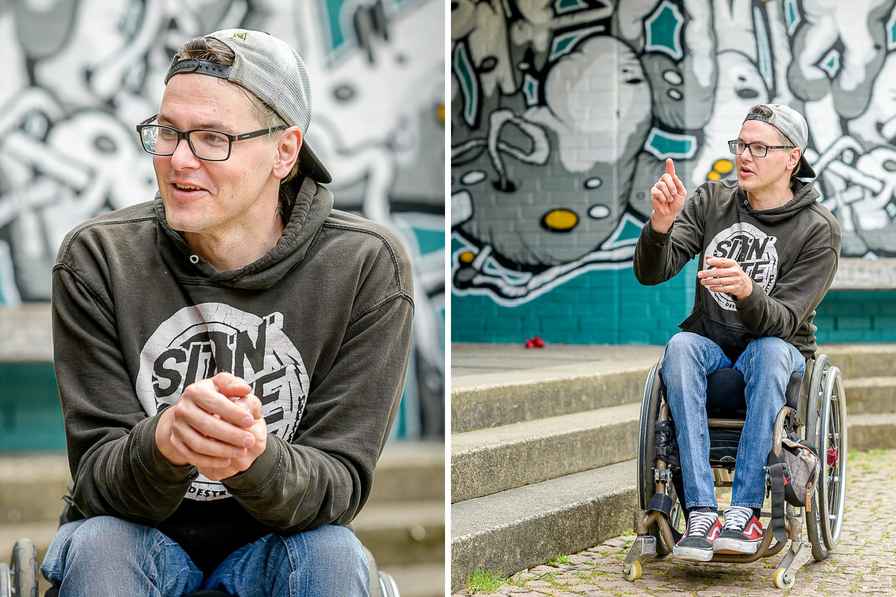 David Lebuser ist Profi-Rollstuhl-Skater. Seine Skills teilt er bei „Sit’n’Skate” mit Kindern, Jugendlichen und Erwachsenen mit Behinderung. Foto: Rainer Wiemers