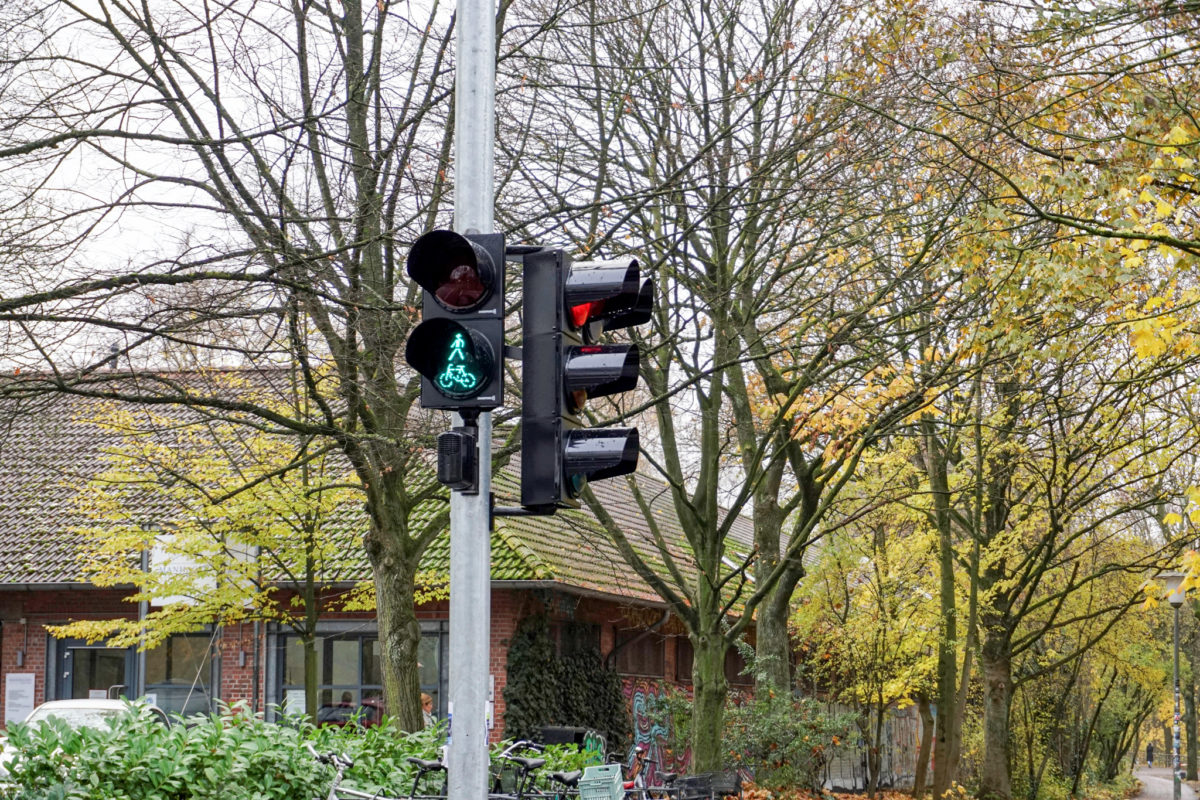 Die erste "Bettelampel" Hamburgs steht in Eimsbüttel. Foto: Julia Haas