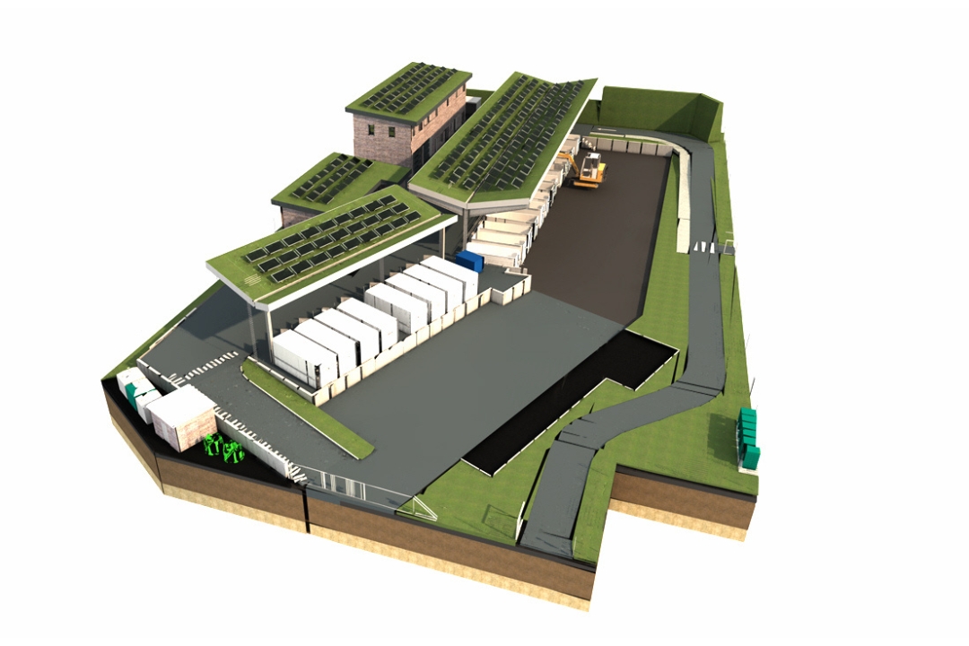 Vorübergehendes Modell für einen neuen Recyclinghof, den die Stadtreinigung in Schnelsen plant. Grafik: Stadtreinigung Hamburg