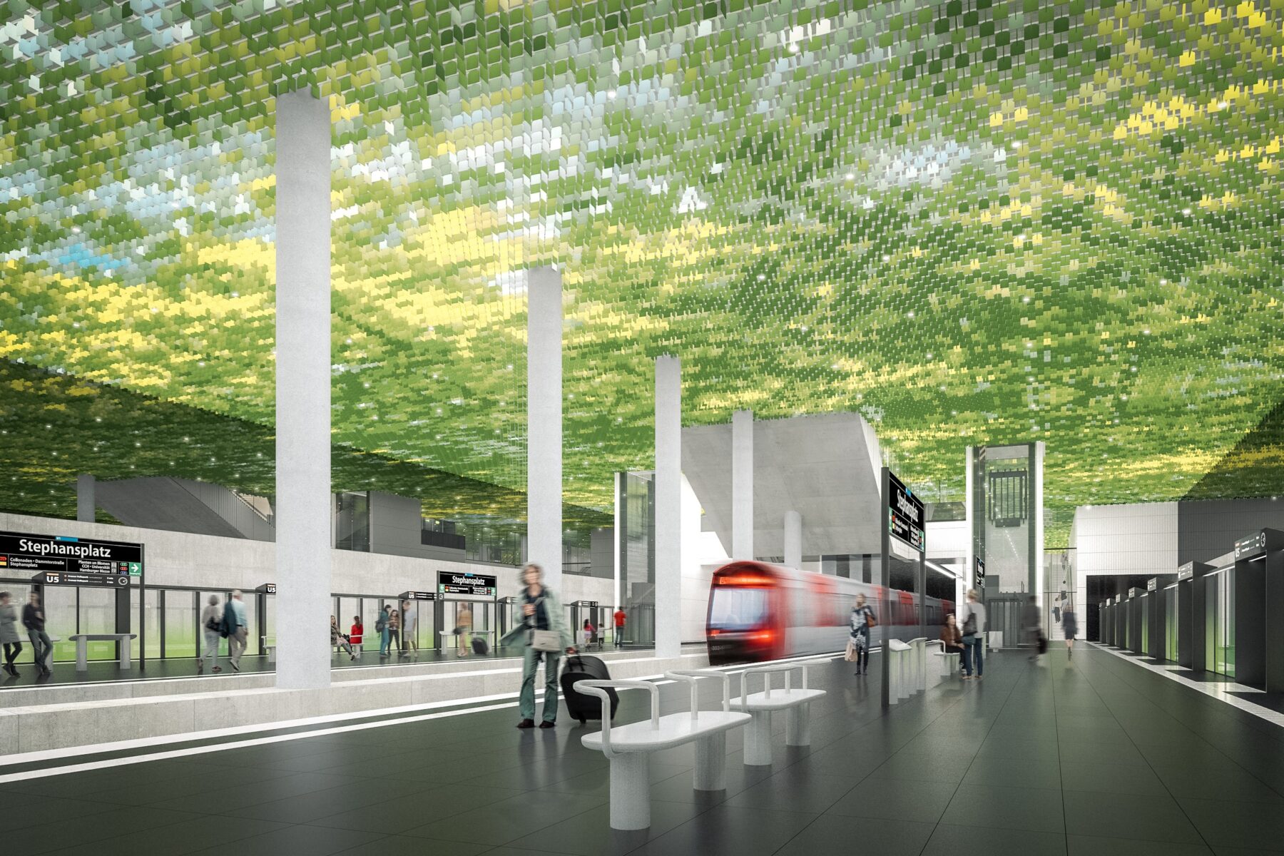 Haltestelle Stephansplatz Bahnsteig. Foto: HOCHBAHN (Entwurfsverfasser: Sweco GmbH)