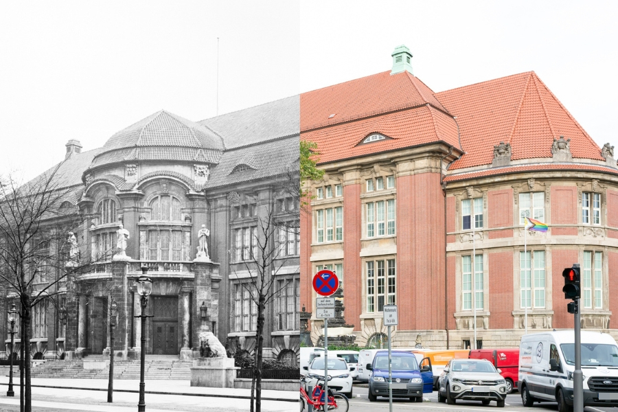 Die neue Ausstellung "Zwischenzeiten" stellt historischen Fotografien des MARKK neuen Aufnahmen von Bernd Spyra gegenüber. Fotos: MARKK / Bernd Spyra