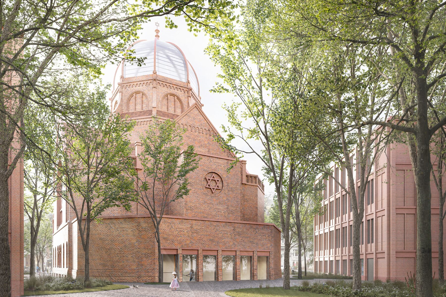 So soll der Wiederaufbau der Bornplatzsynagoge aussehen.