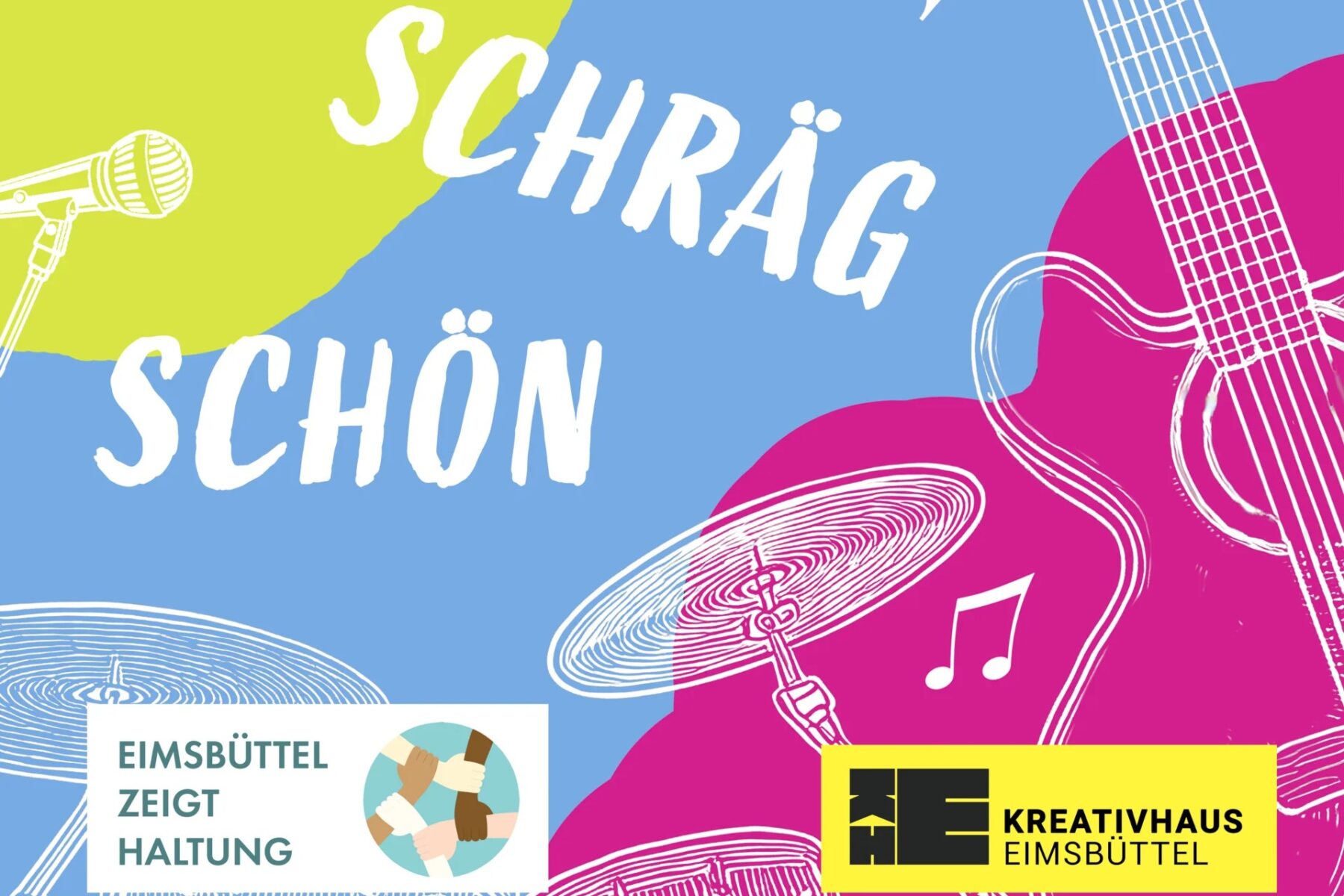 Bunt, kreativ und schön schräg soll es werden beim ersten Pop-Up Spaßorchester. Grafik: Frederika Hoffmann